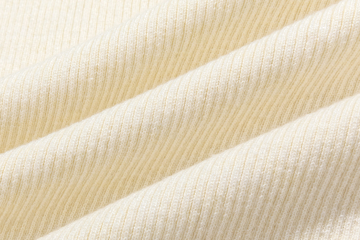 13DE MARZO Furry Slim Fit Knit Top Beige