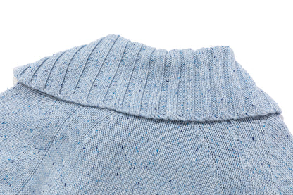 13DE MARZO Button Bear Slant Collar Sweater Blue