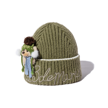 13DE MARZO Snow Bear Knit Beanie Green - 13DE MARZO
