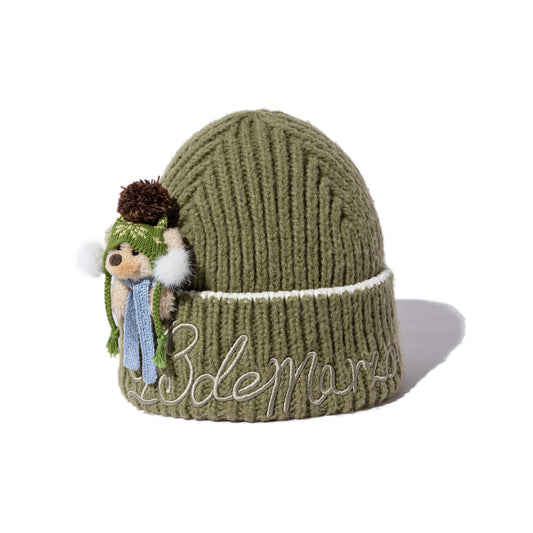 13DE MARZO Snow Bear Knit Beanie Green - 13DE MARZO