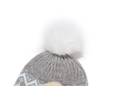 13DE MARZO BabyBear Cuffed Pom-pom Knit Beanie Grey - 13DE MARZO