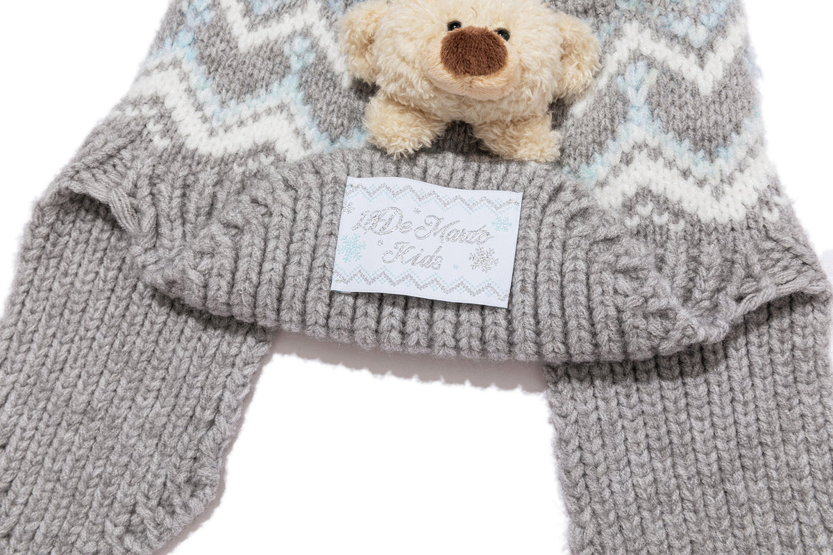 13DE MARZO BabyBear Cuffed Pom-pom Knit Beanie Grey - 13DE MARZO