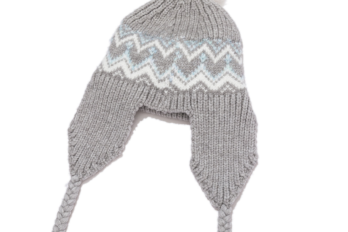 13DE MARZO BabyBear Cuffed Pom-pom Knit Beanie Grey - 13DE MARZO