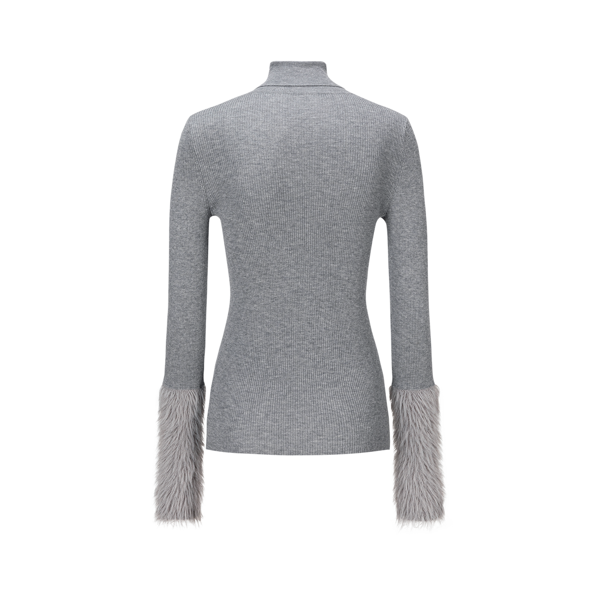 13DE MARZO Furry Slim Fit Knit Top Grey
