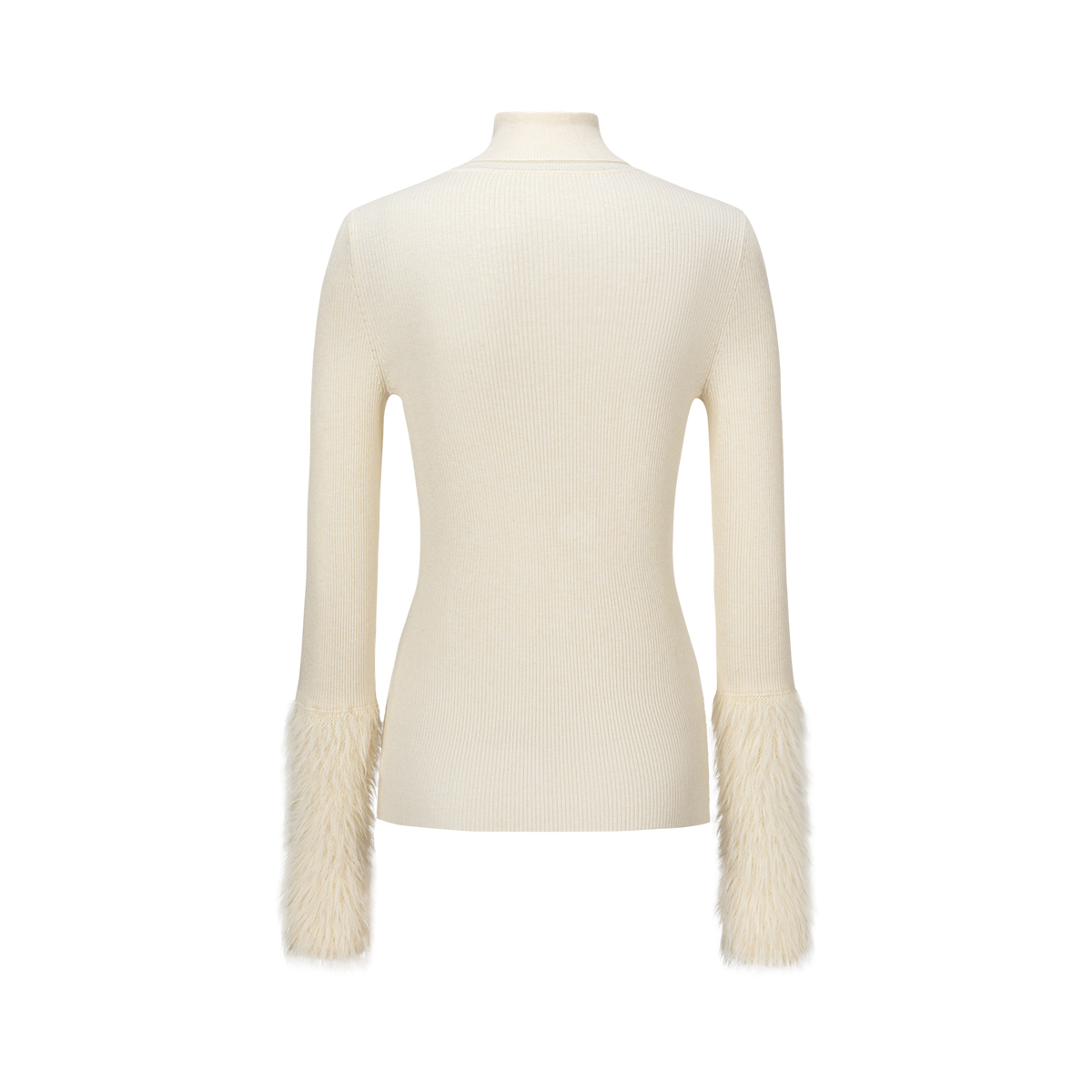 13DE MARZO Furry Slim Fit Knit Top Beige
