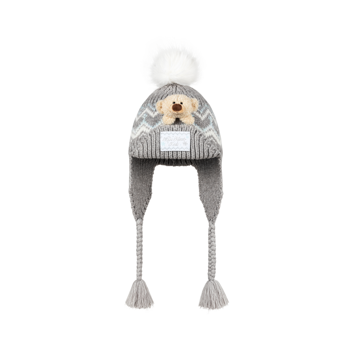 13DE MARZO BabyBear Cuffed Pom-pom Knit Beanie Grey - 13DE MARZO
