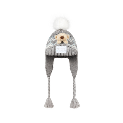 13DE MARZO BabyBear Cuffed Pom-pom Knit Beanie Grey - 13DE MARZO