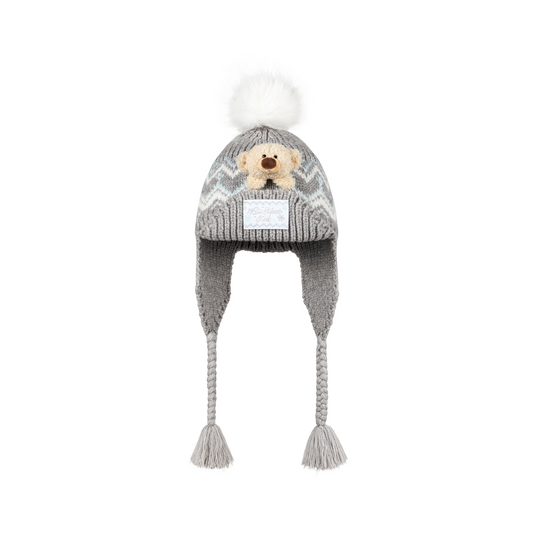 13DE MARZO BabyBear Cuffed Pom-pom Knit Beanie Grey - 13DE MARZO