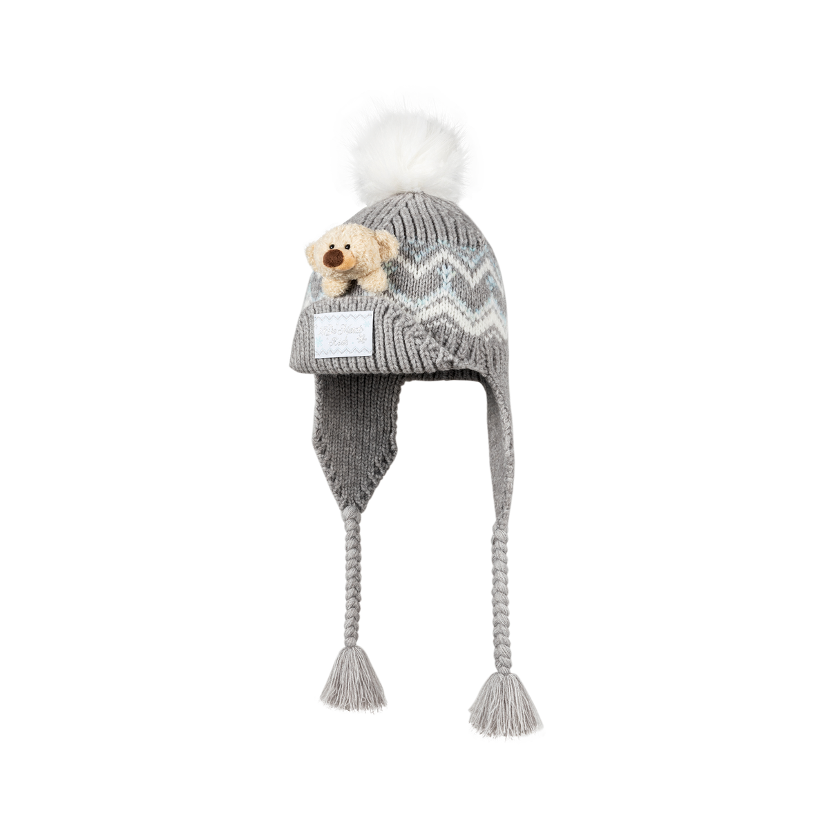 13DE MARZO BabyBear Cuffed Pom-pom Knit Beanie Grey - 13DE MARZO
