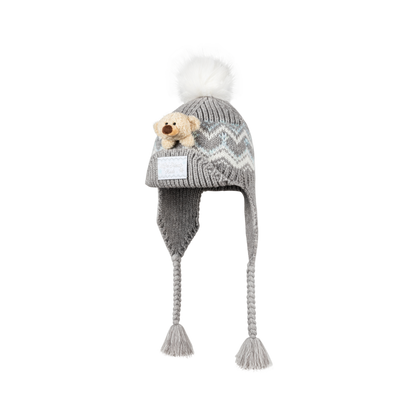13DE MARZO BabyBear Cuffed Pom-pom Knit Beanie Grey - 13DE MARZO
