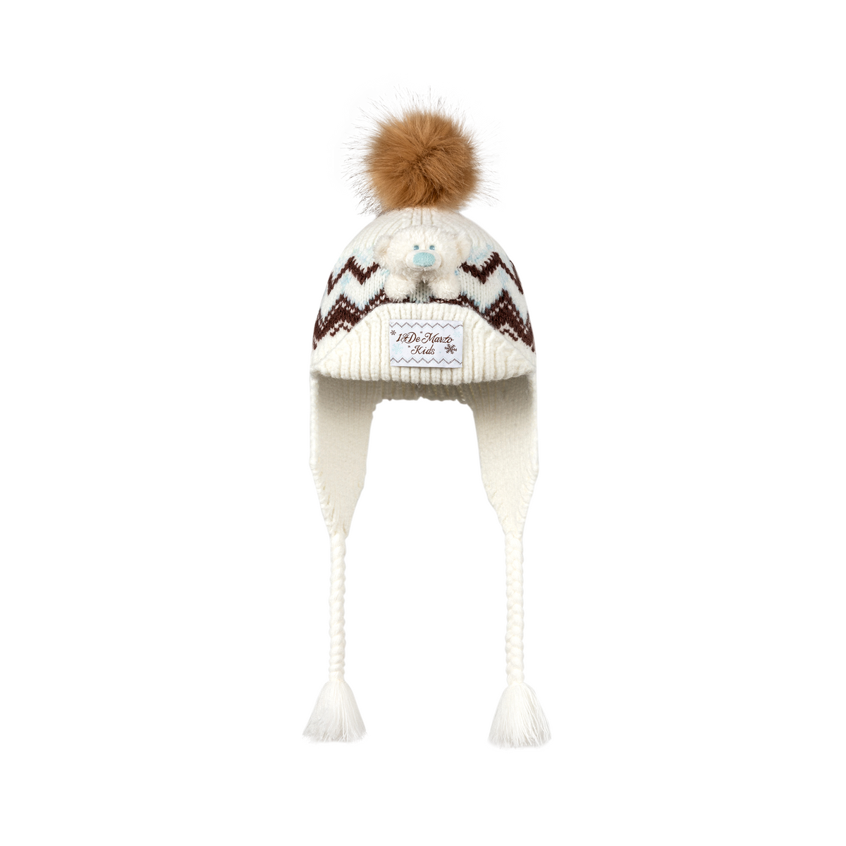 13DE MARZO BabyBear Cuffed Pom-pom Knit Beanie Beige - 13DE MARZO
