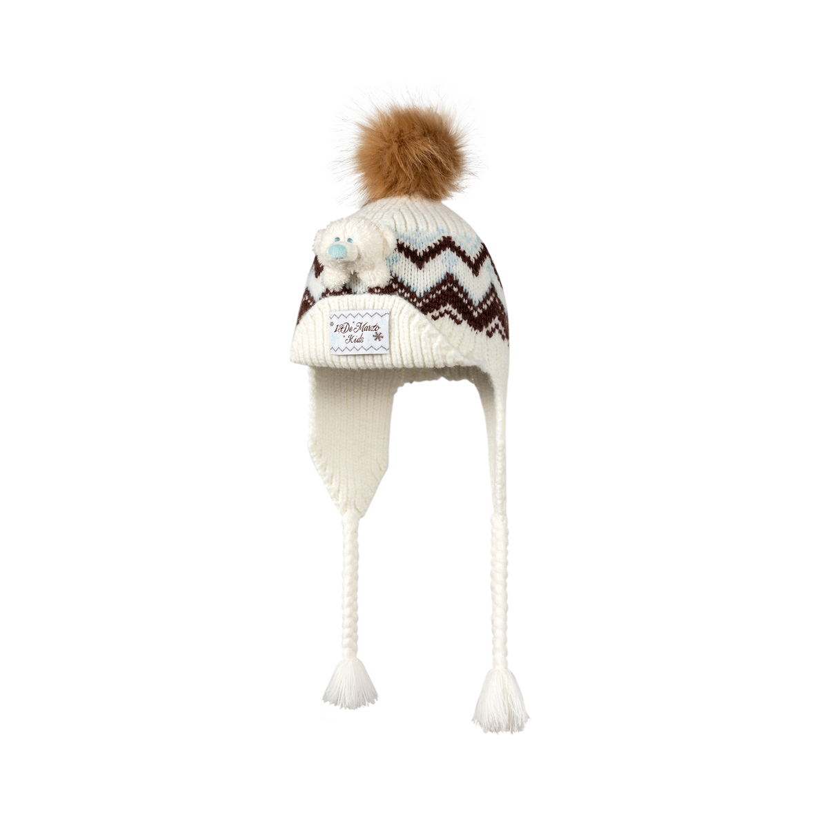 13DE MARZO BabyBear Cuffed Pom-pom Knit Beanie Beige - 13DE MARZO