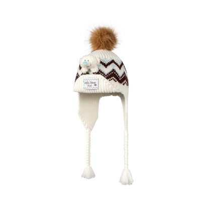 13DE MARZO BabyBear Cuffed Pom-pom Knit Beanie Beige - 13DE MARZO
