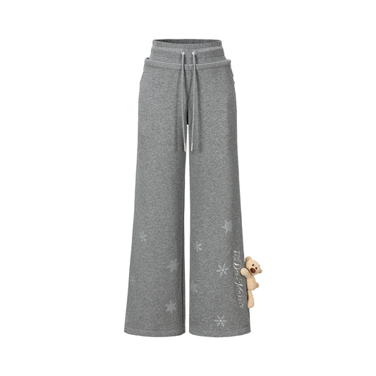 13DE MARZO Snow Bear Micro Flare Sweatpants Grey