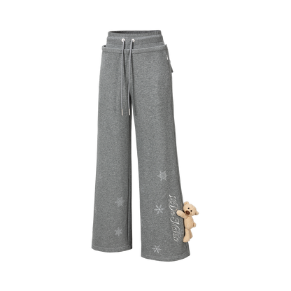 13DE MARZO Snow Bear Micro Flare Sweatpants Grey