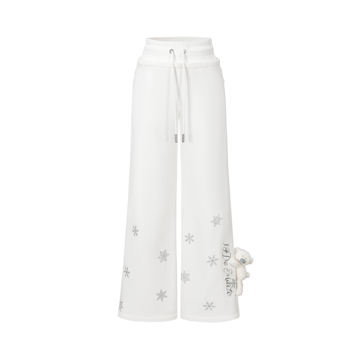 13DE MARZO Snow Bear Micro Flare Sweatpants White