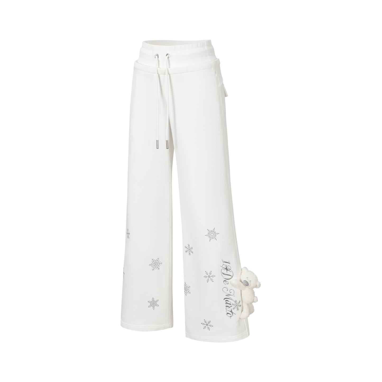 13DE MARZO Snow Bear Micro Flare Sweatpants White