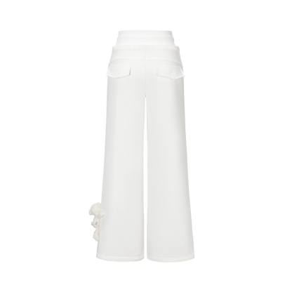 13DE MARZO Snow Bear Micro Flare Sweatpants White