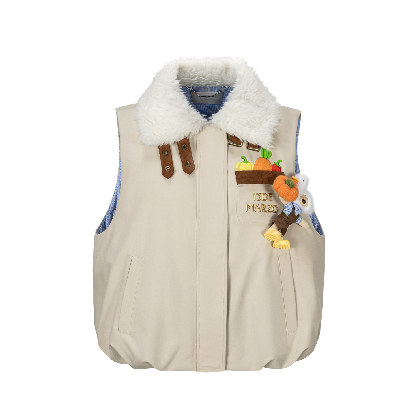 13DE MARZO Marzo Valley Duck Bear Down Vest Khaki