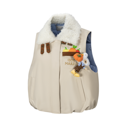 13DE MARZO Marzo Valley Duck Bear Down Vest Khaki