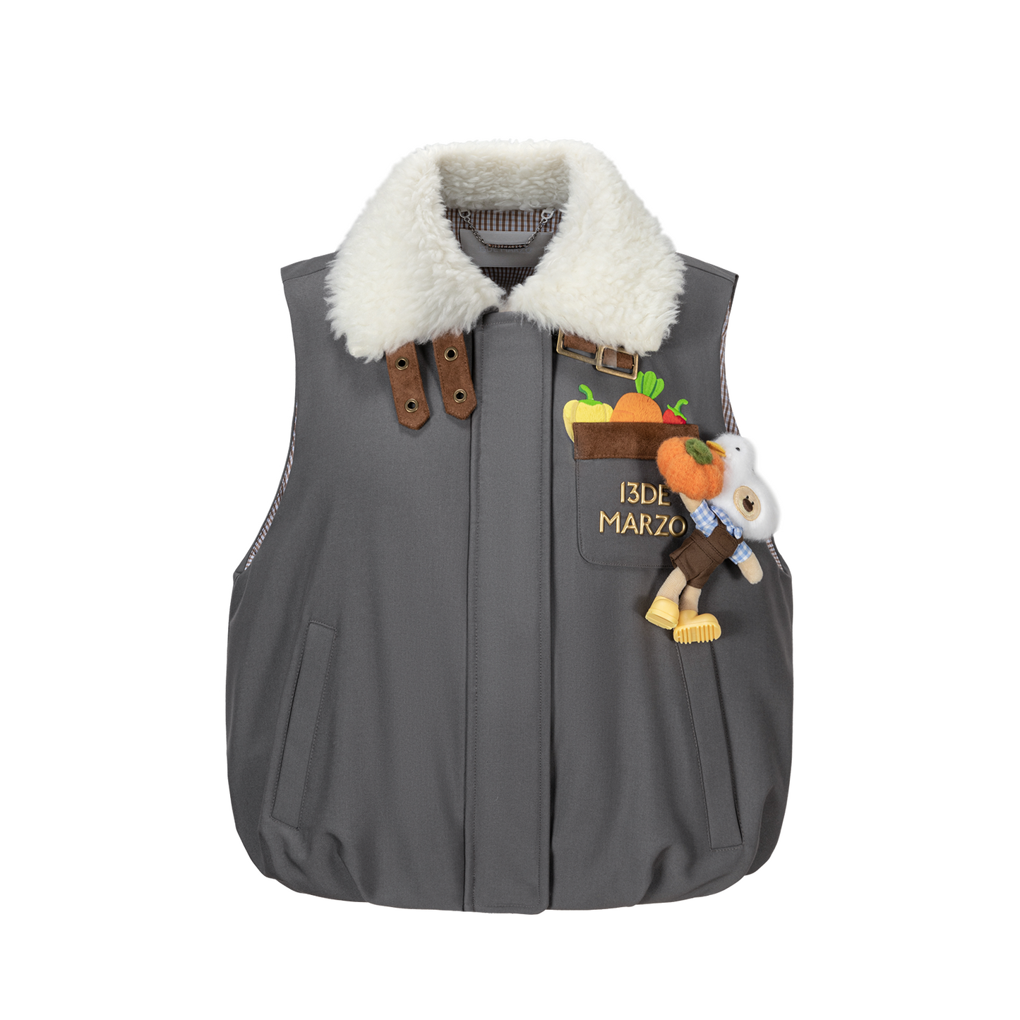 13DE MARZO Marzo Valley Duck Bear Down Vest Grey