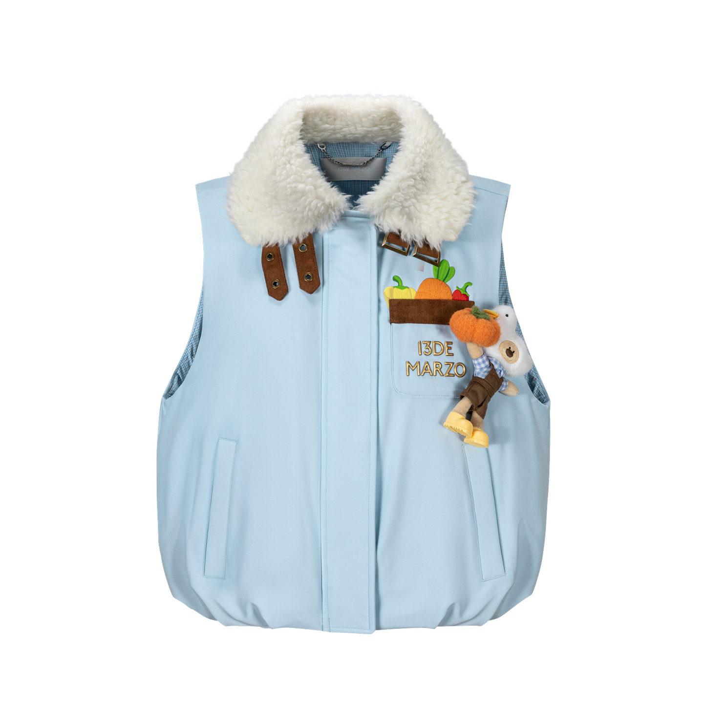 13DE MARZO Marzo Valley Duck Bear Down Vest Blue