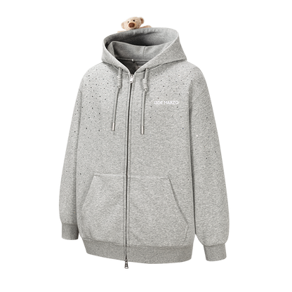 13DE MARZO Shine Logo Zip Hoodie Grey