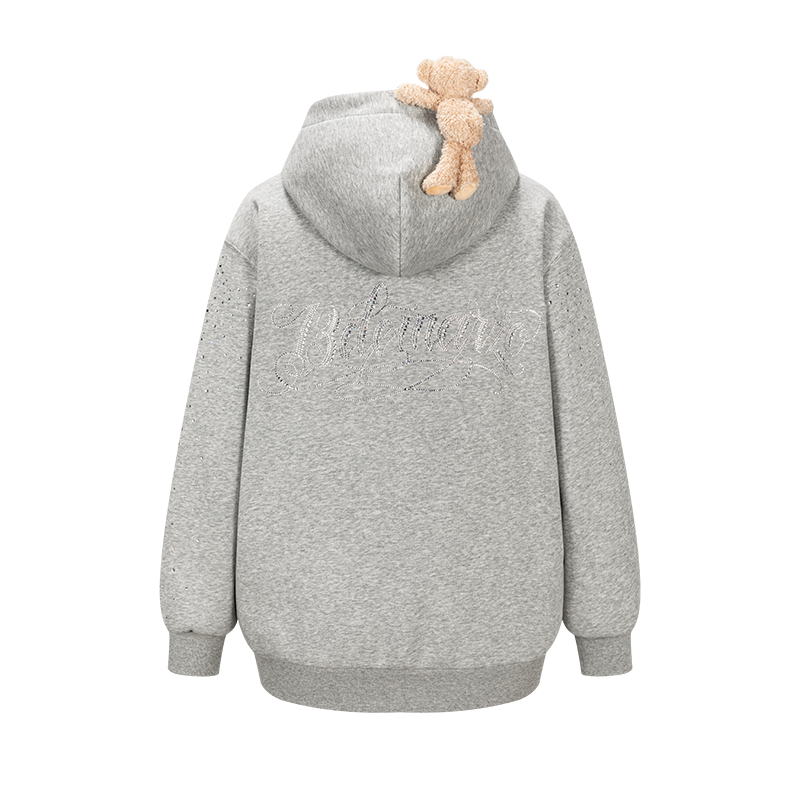 13DE MARZO Shine Logo Zip Hoodie Grey