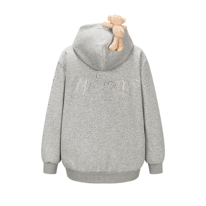 13DE MARZO Shine Logo Zip Hoodie Grey