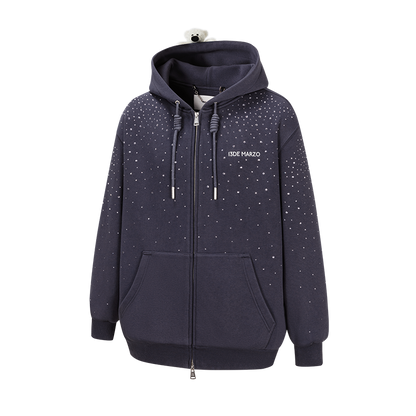 13DE MARZO Shine Logo Zip Hoodie Navy Blue