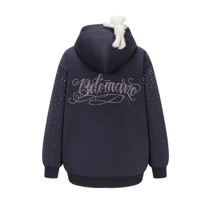 13DE MARZO Shine Logo Zip Hoodie Navy Blue