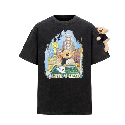 13DE MARZO Bear Macau Resort T-shirt Black