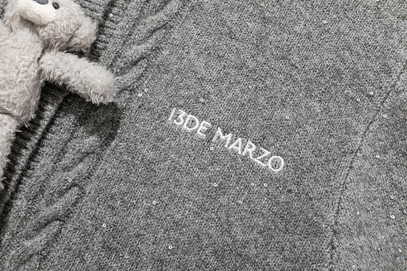 13DE MARZO Sequin Knit Cardigan Grey