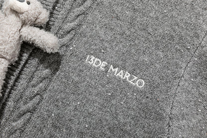 13DE MARZO Sequin Knit Cardigan Grey