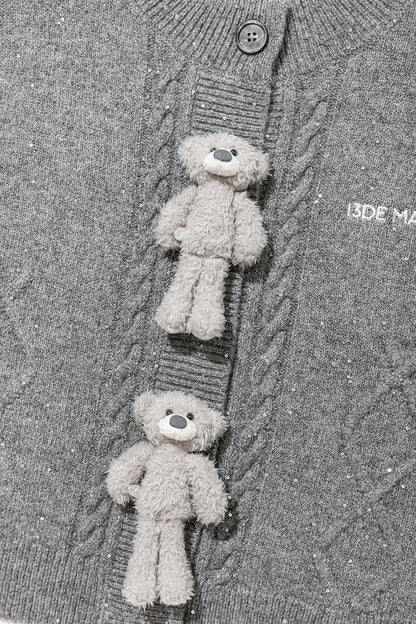 13DE MARZO Sequin Knit Cardigan Grey