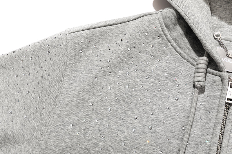 13DE MARZO Shine Logo Zip Hoodie Grey