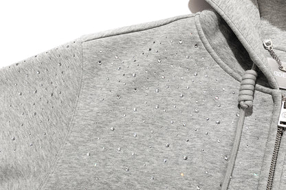 13DE MARZO Shine Logo Zip Hoodie Grey