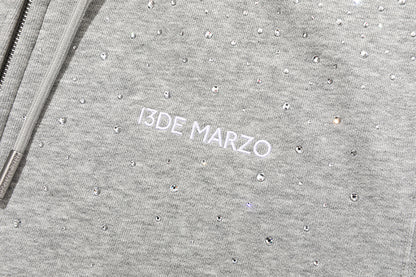 13DE MARZO Shine Logo Zip Hoodie Grey