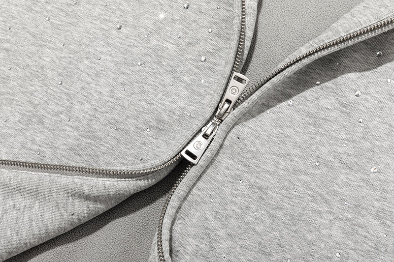 13DE MARZO Shine Logo Zip Hoodie Grey