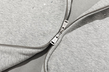 13DE MARZO Shine Logo Zip Hoodie Grey