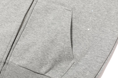 13DE MARZO Shine Logo Zip Hoodie Grey