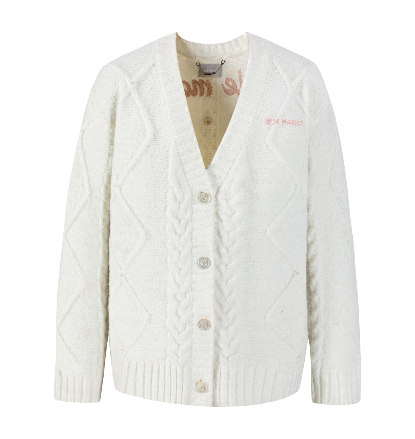 13DE MARZO Doozoo Pear Embroidery Cardigan