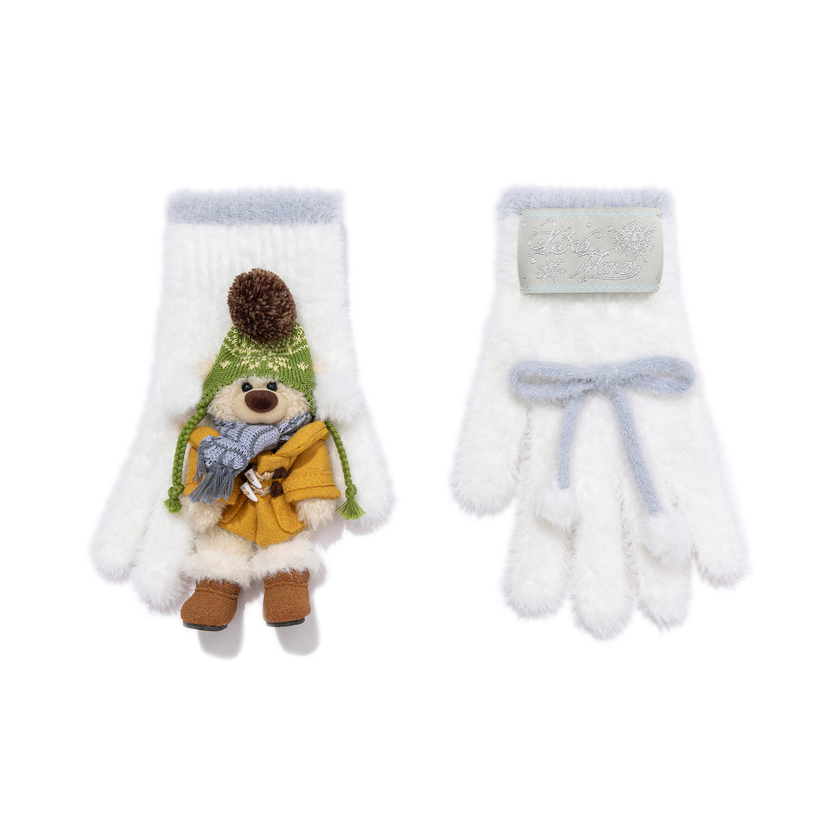 13DE MARZO Snow Bear Plush Gloves White - 13DE MARZO