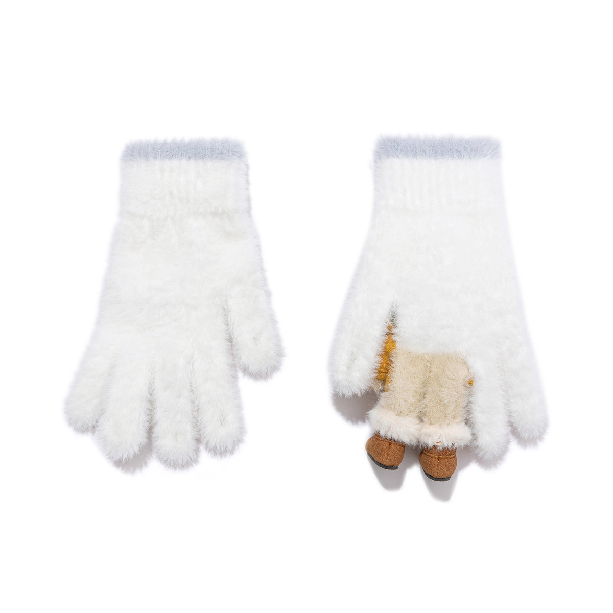 13DE MARZO Snow Bear Plush Gloves White - 13DE MARZO