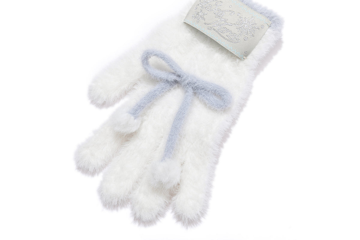 13DE MARZO Snow Bear Plush Gloves White - 13DE MARZO
