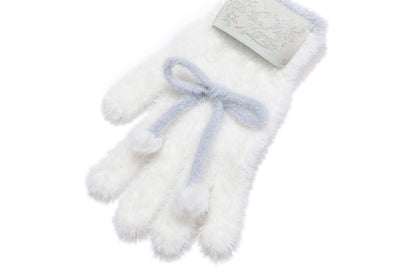 13DE MARZO Snow Bear Plush Gloves White - 13DE MARZO