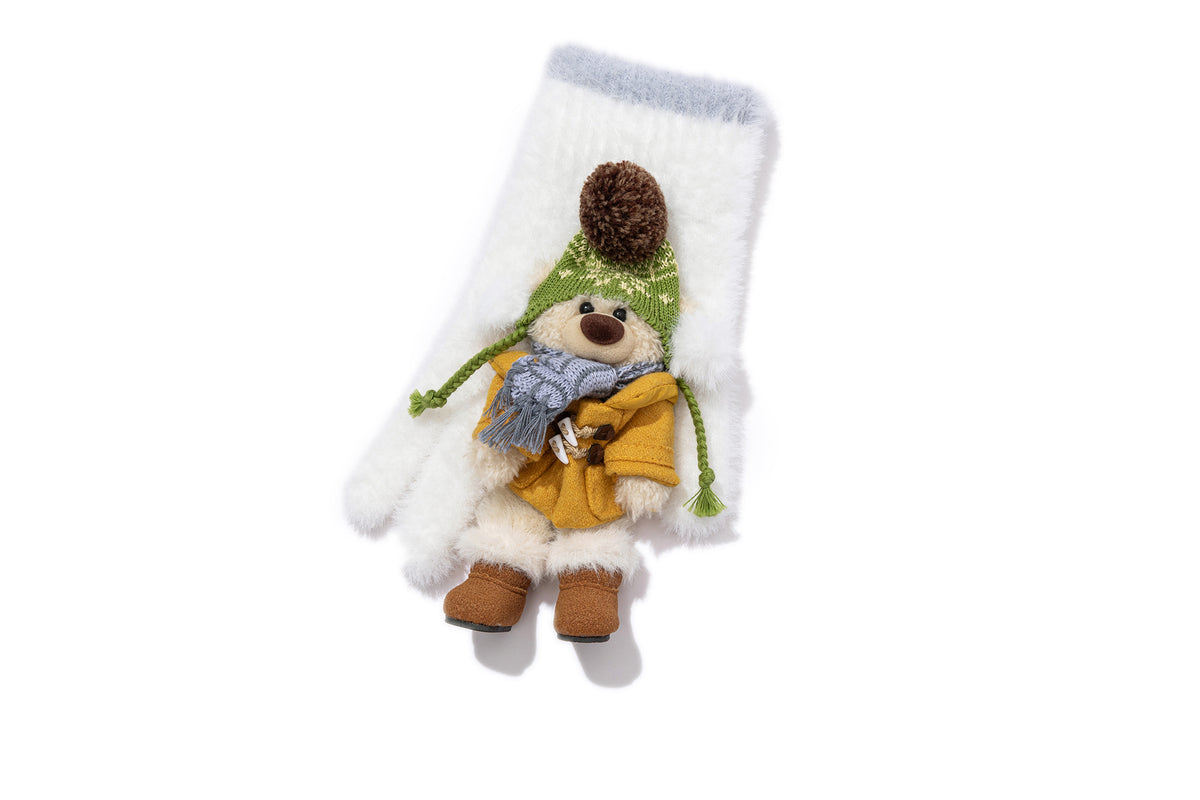 13DE MARZO Snow Bear Plush Gloves White - 13DE MARZO