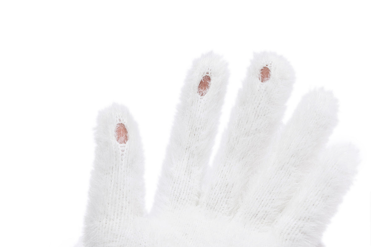13DE MARZO Snow Bear Plush Gloves White - 13DE MARZO