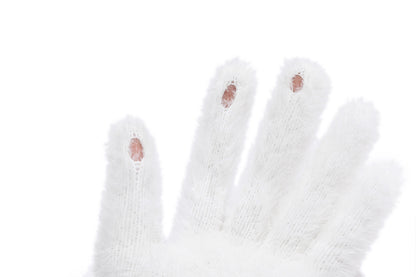 13DE MARZO Snow Bear Plush Gloves White - 13DE MARZO