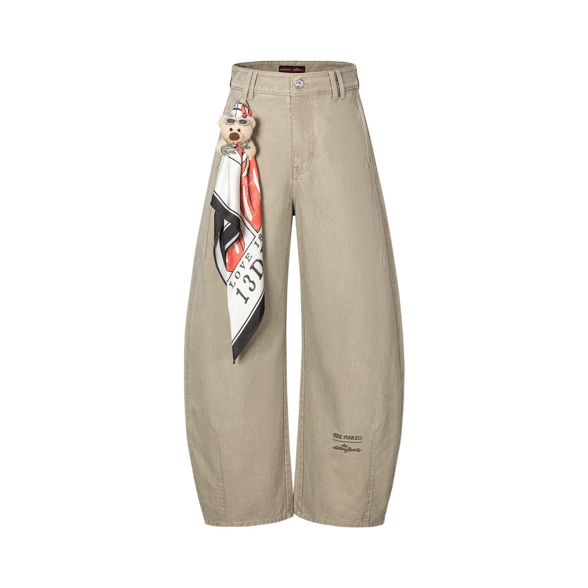 13DE MARZO Rolling Stones Print Scarf Pants Green
